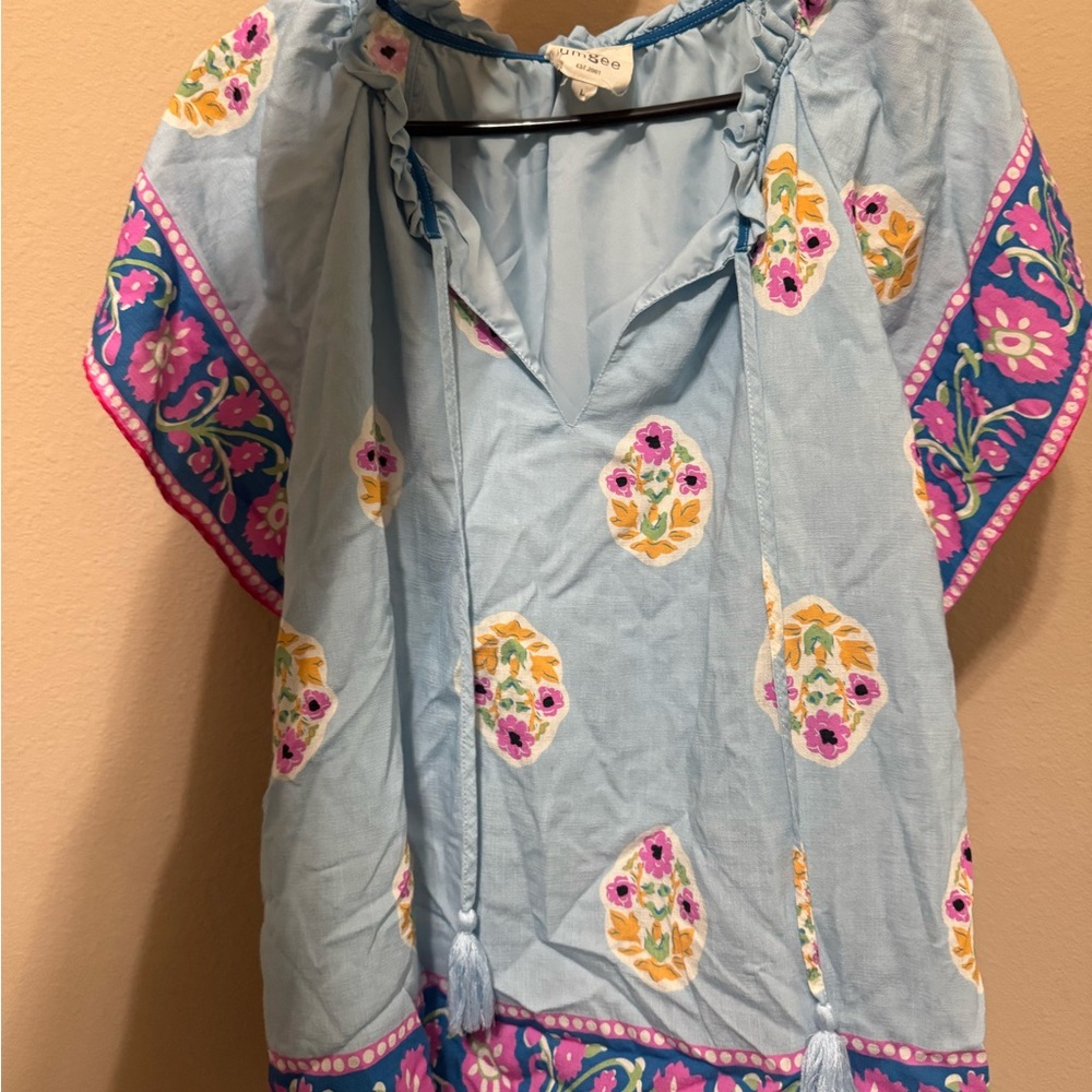 Umgee Light Blue Gathered Top